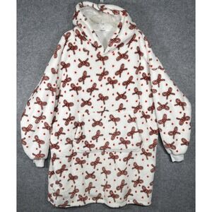 I Believe Oversized Hoodie Women Plus Size White Red Bow Heart Sherpa Fleece